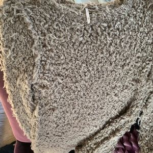 Free people taupe furry sweater